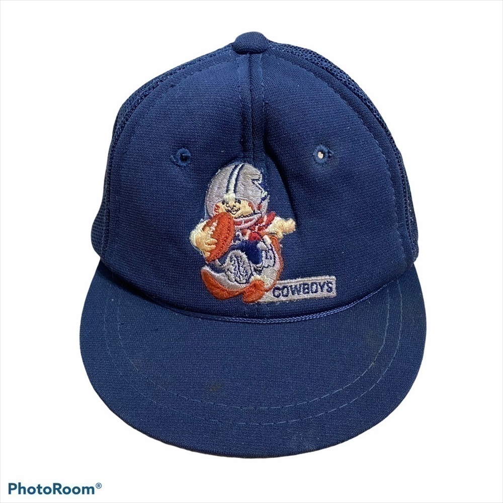 Vintage Dallas Cowboys Mesh Back Hat Kids NFL 90s Football Blue